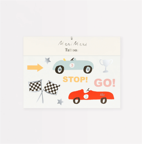 Meri Meri - Race Cars Tattoos - Araba Yarışı Geçici Dövmeler (X2)
