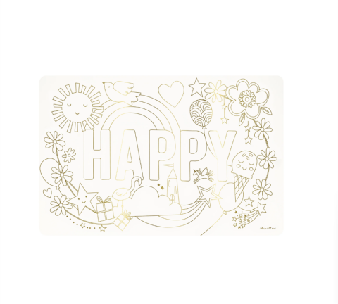 Meri Meri - Happy Icons Colouring Placemats - Mutlu Semboller Boyama Amerikan Servisleri (X8)