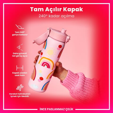 Ion8 - Paslanmaz Çelik İnce Suluk - Gökkuşağı - 600 ml - Sızdırmaz