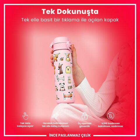 Ion8 - Paslanmaz Çelik İnce Suluk - Köpekler - 600 ml - Sızdırmaz