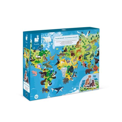 Janod 200 Parça Figürlü Puzzle Hayvanlar