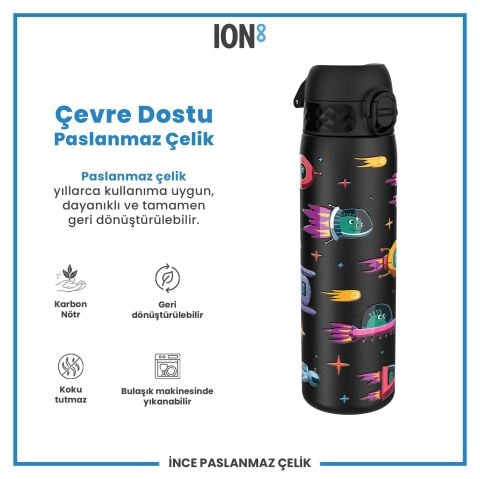 Ion8 - Paslanmaz Çelik İnce Suluk - Uzay Gemileri - 600 ml - Sızdırmaz
