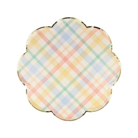 Meri Meri - Small Spring Plaid Plates - Bahar Yeri Tabaklar - S - 8'Li