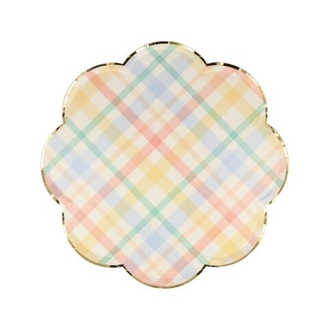 Meri Meri - Small Spring Plaid Plates - Bahar Yeri Tabaklar - S - 8'Li