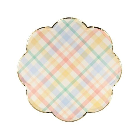 Meri Meri - Small Spring Plaid Plates - Bahar Yeri Tabaklar - S - 8'li