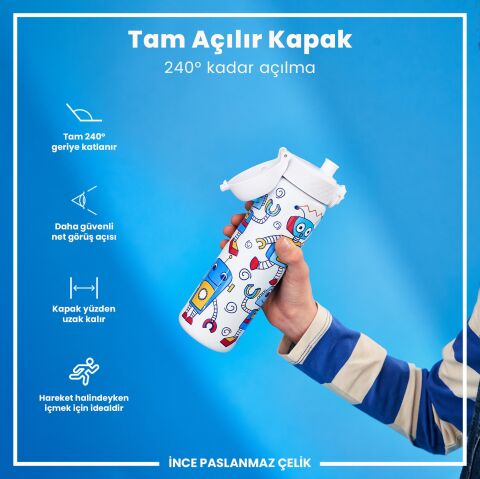 Ion8 - Paslanmaz Çelik İnce Suluk - Robotlar - 600 ml - Sızdırmaz