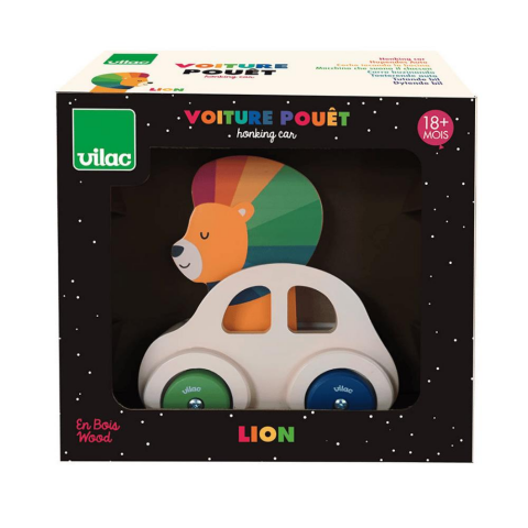 Vilac - Sesli Ahşap Araba - Aslan