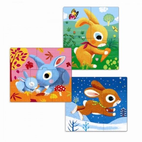 Djeco İlerleyen Puzzle / Rabbits - 3-4-5 Pcs