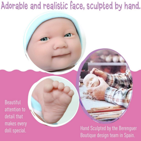 Berenguer Yenidoğan Oyuncak Bebek 36 cm ve Mavi Kıyafet Seti