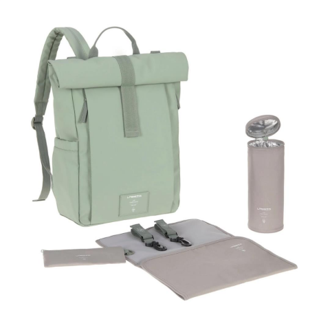Lassig Rolltop Up Bebek Bakım Sırt Çantası Silver Green