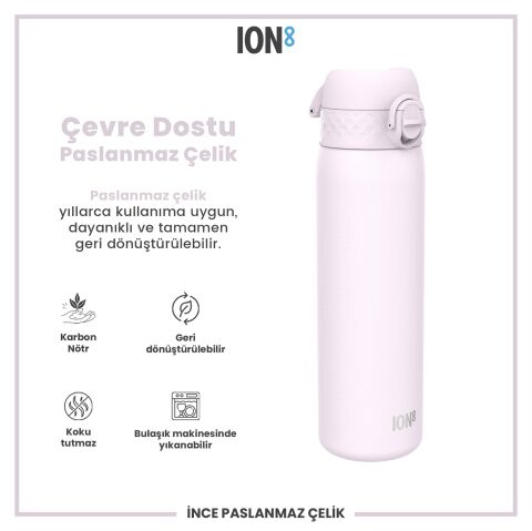 Ion8 - Paslanmaz Çelik İnce Suluk - Lila - 600 ml - Sızdırmaz