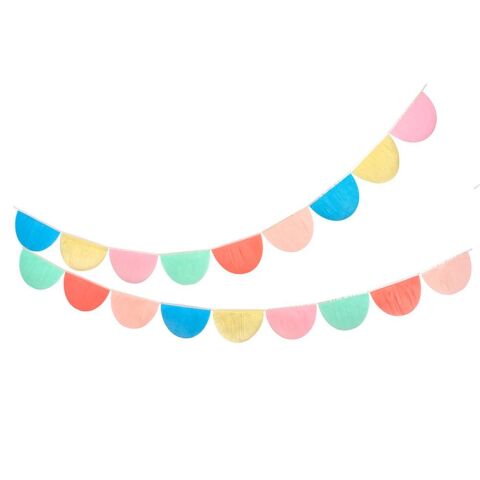 Meri Meri - Rainbow Tissue Paper Scallop Garlands - Gökkuşağı Yarım Ay Asılan Süs