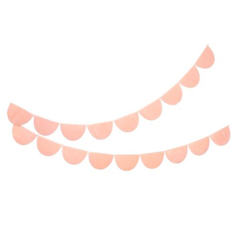 Meri Meri - Peach Tissue Paper Scallop Garlands - Şeftali Renginde Yarım Ay Kağıt Asılan Süs
