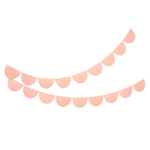 Meri Meri - Peach Tissue Paper Scallop Garlands - Şeftali Renginde Yarım Ay Kağıt Asılan Süs