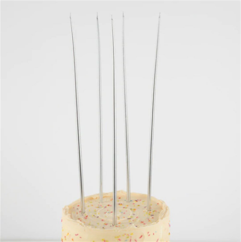 Meri Meri - Silver Tall Tapered Candles - Gümüş Uzun Mumlar - 12'Li