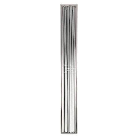 Meri Meri - Silver Tall Tapered Candles - Gümüş Uzun Mumlar - 12'li