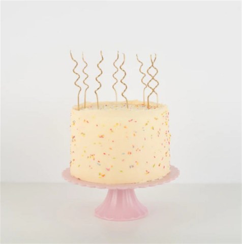 Meri Meri - Gold Swirly Candles - Altın Kıvrımlı Mumlar - 20'Li