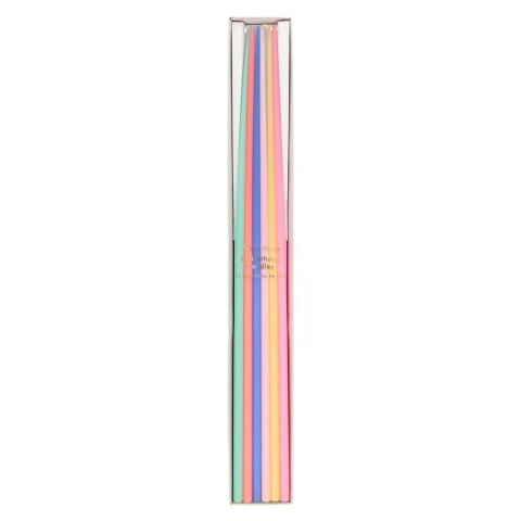 Meri Meri - Mixed Tall Tapered Candles - Karışık Uzun Mumlar - 12'Li