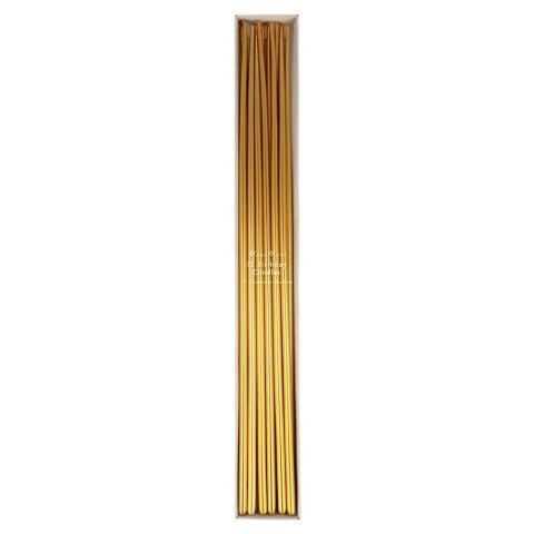 Meri Meri - Gold Tall Tapered Candles - Altın Uzun Mumlar - 12'Li