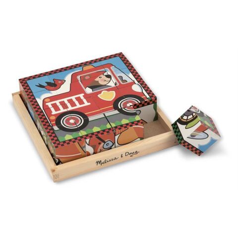 Melissa&Doug Ahşap 6’lı Küp Puzzle - Araçlar Yapboz