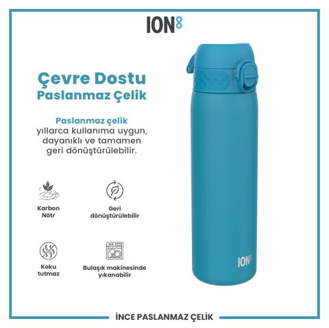 Ion8 - Paslanmaz Çelik İnce Suluk - Mavi - 600 ml - Sızdırmaz