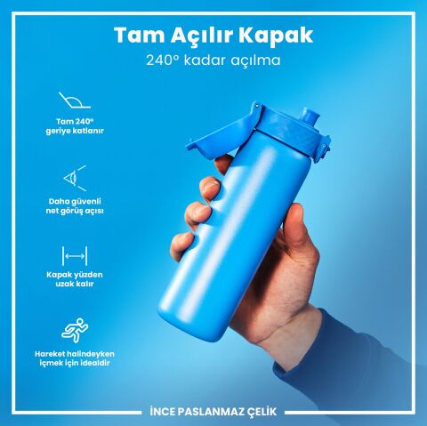 Ion8 - Paslanmaz Çelik İnce Suluk - Mavi - 600 ml - Sızdırmaz