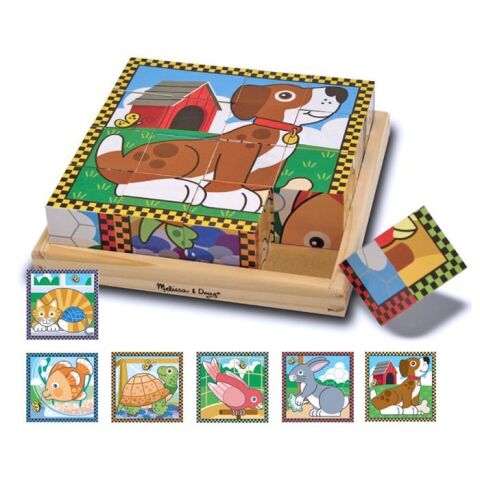 Melissa&Doug Ahşap 6’lı Küp Puzzle - Evcil Hayvanlar Yapboz