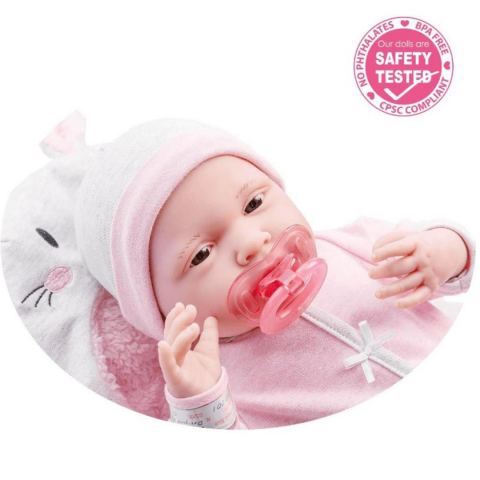 Berenguer Gerçekçi Yenidoğan Oyuncak Kız Bebek 39 cm - Pembe Tavşan