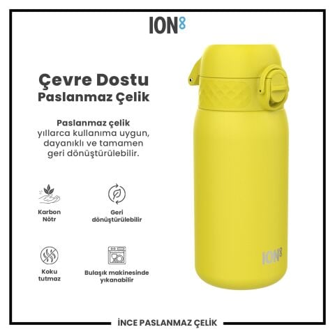 Ion8 - Paslanmaz Çelik Çocuk Suluk - Sarı - 400 ml - Sızdırmaz