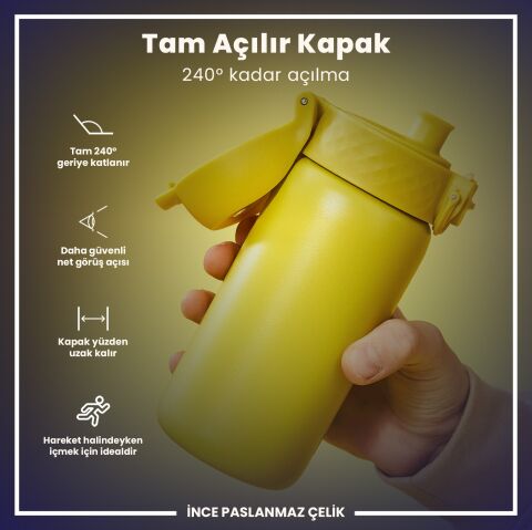 Ion8 - Paslanmaz Çelik Çocuk Suluk - Sarı - 400 ml - Sızdırmaz