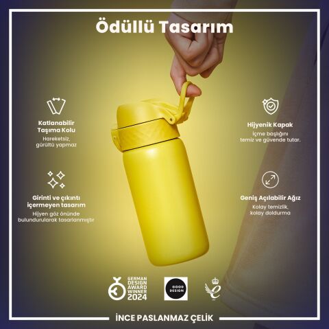 Ion8 - Paslanmaz Çelik Çocuk Suluk - Sarı - 400 ml - Sızdırmaz