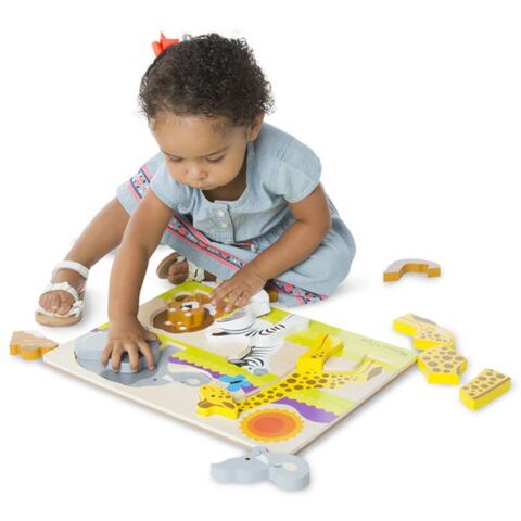 Melissa&Doug Ahşap Tombul Parçalı Puzzle - Safari Yapbozu