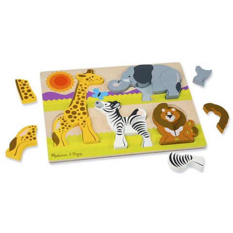 Melissa&Doug Ahşap Tombul Parçalı Puzzle - Safari Yapbozu