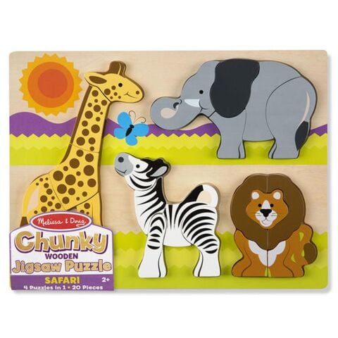 Melissa&Doug Ahşap Tombul Parçalı Puzzle - Safari Yapbozu