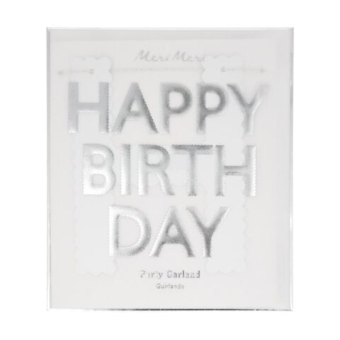 Meri Meri - Tırtıklı Gümüş Happy Birthday Asılan Süs
