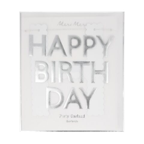 Meri Meri - Tırtıklı Gümüş Happy Birthday Asılan Süs