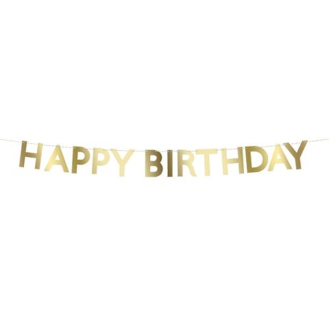 Meri Meri - Altın Varaklı Happy Birthday Asılan Süs