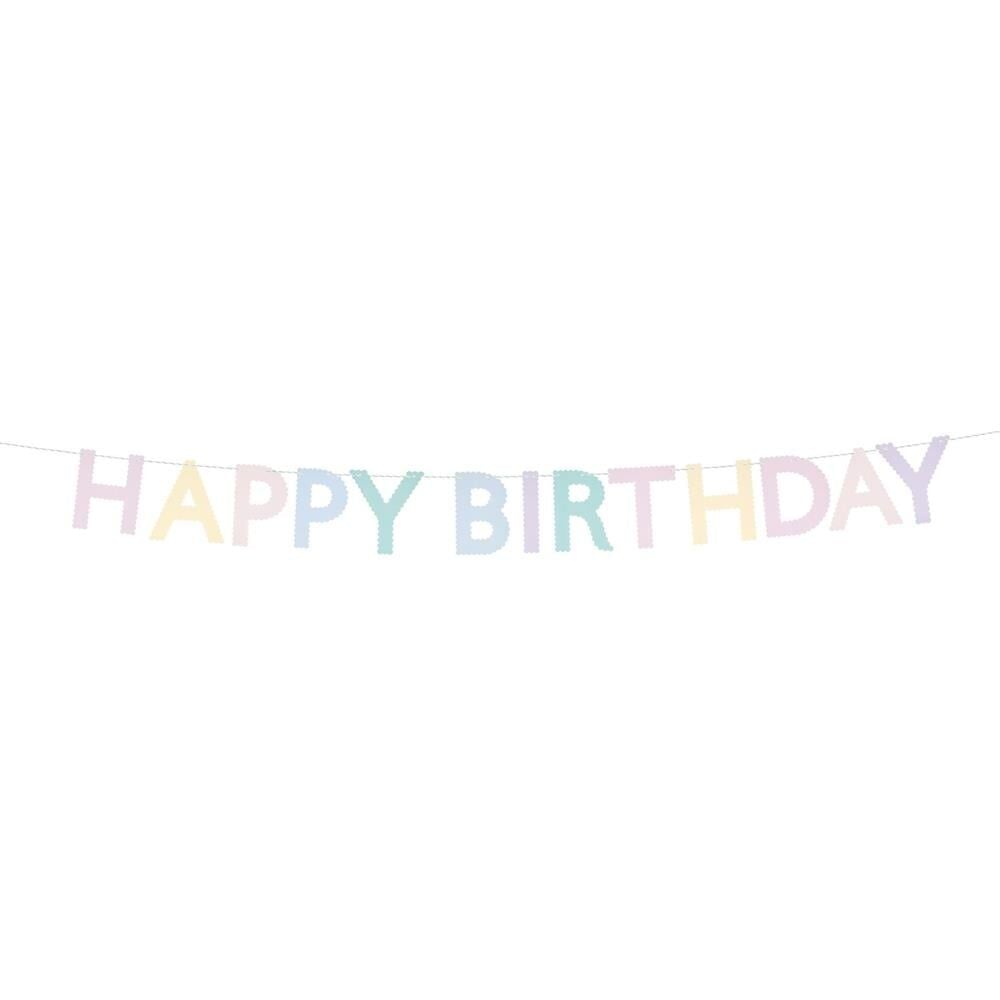 Meri Meri - Tırtıklı Pastel Happy Birthday Asılan Süs