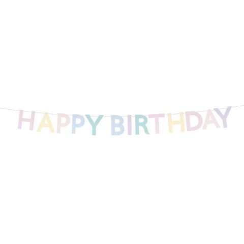 Meri Meri - Tırtıklı Pastel Happy Birthday Asılan Süs