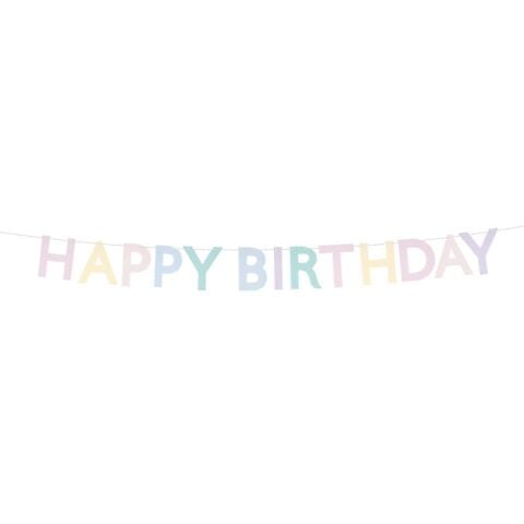 Meri Meri - Tırtıklı Pastel Happy Birthday Asılan Süs