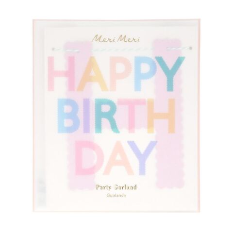 Meri Meri - Tırtıklı Pastel Happy Birthday Asılan Süs