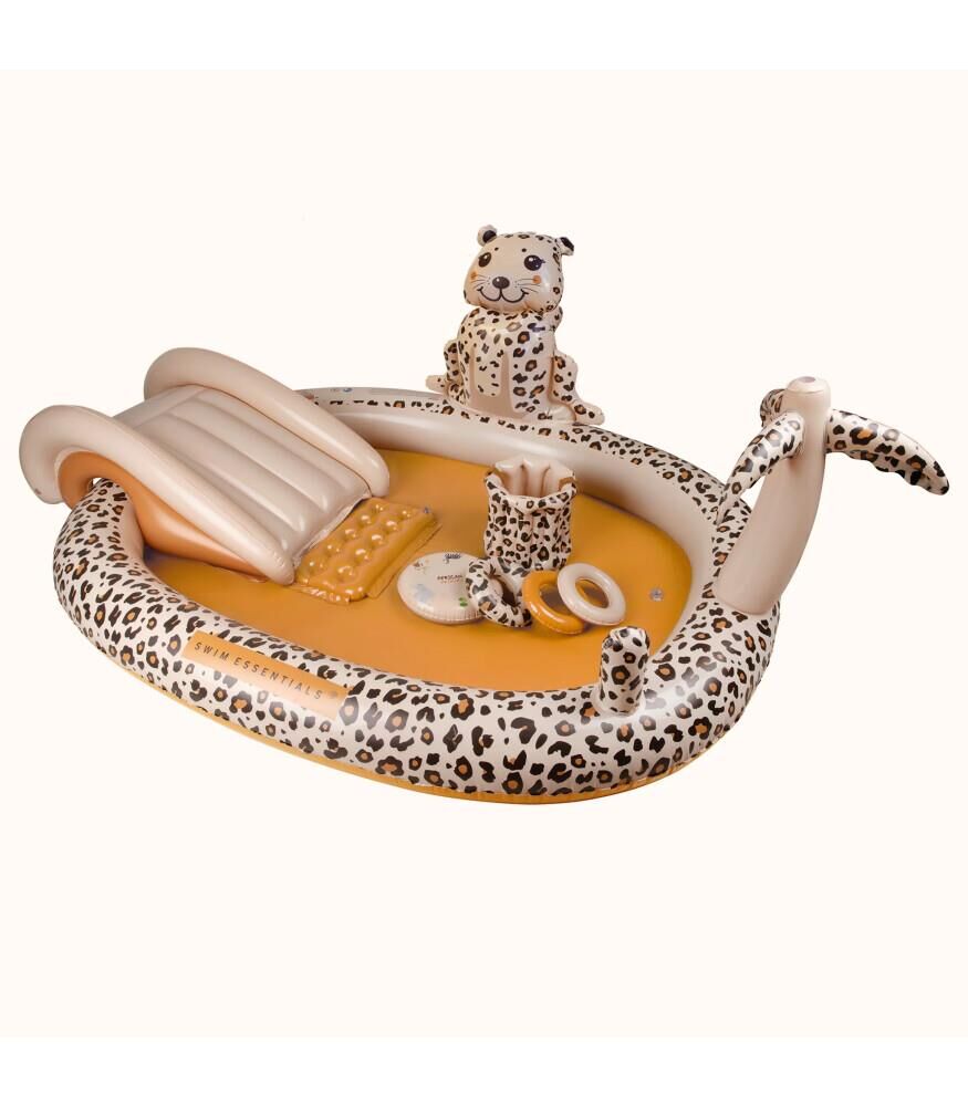 Swim Essentials Beige Leopard Fıskiyeli ve Kaydıraklı Şişme Oyun Havuzu 210cm