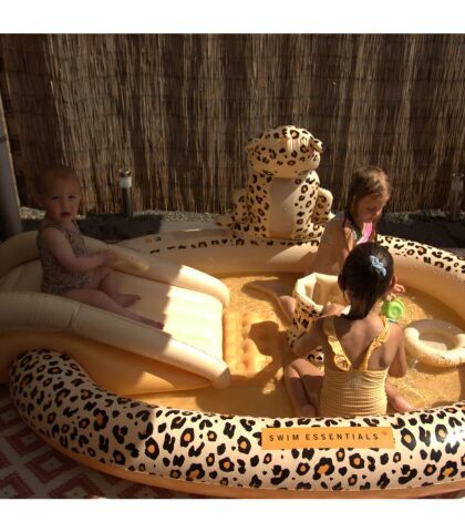Swim Essentials Beige Leopard Fıskiyeli ve Kaydıraklı Şişme Oyun Havuzu 210cm