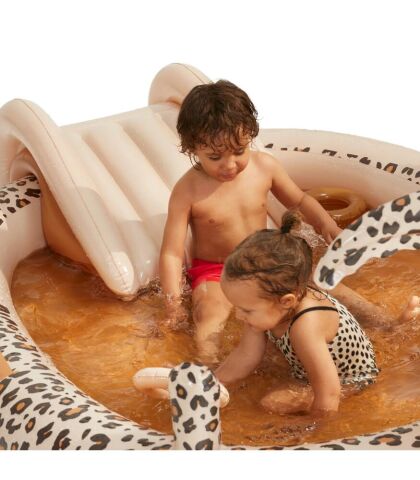 Swim Essentials Beige Leopard Fıskiyeli ve Kaydıraklı Şişme Oyun Havuzu 210cm