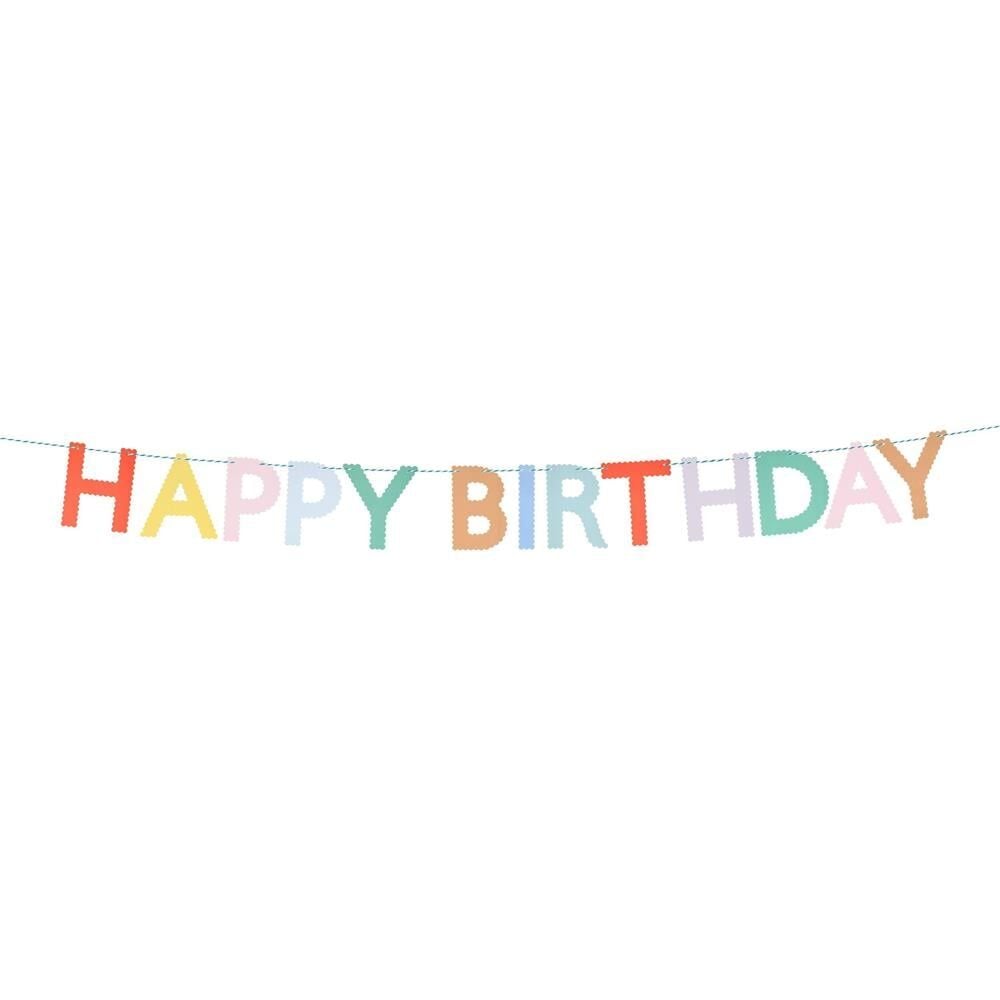 Meri Meri - Tırtıklı Parlak Happy Birthday Asılan Süs