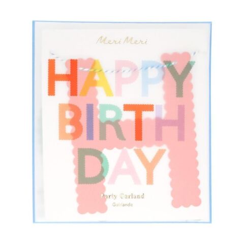 Meri Meri - Tırtıklı Parlak Happy Birthday Asılan Süs