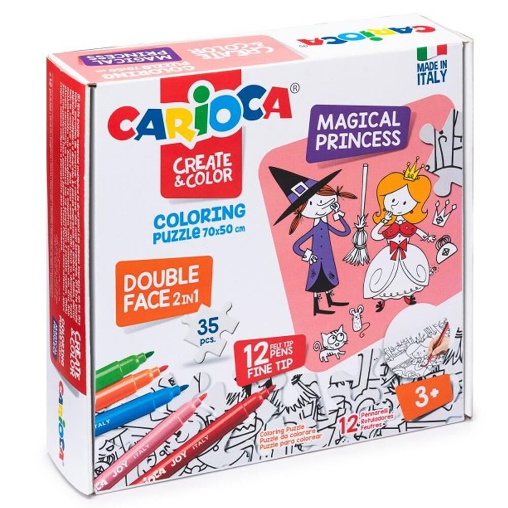 Carioca Magical Princess Boyanabilir 35 Parça Puzzle+Keçeli Kalem