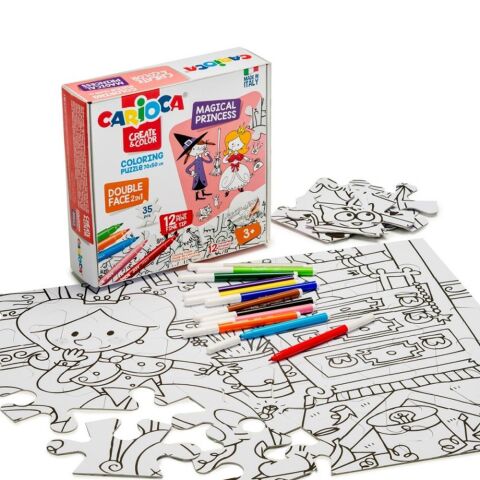 Carioca Magical Princess Boyanabilir 35 Parça Puzzle+Keçeli Kalem