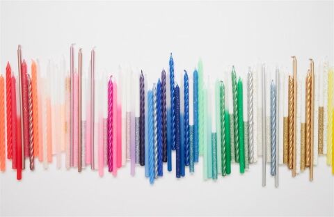 Meri Meri - Rainbow Dipped Tapered Candles - Renkli Mumlar