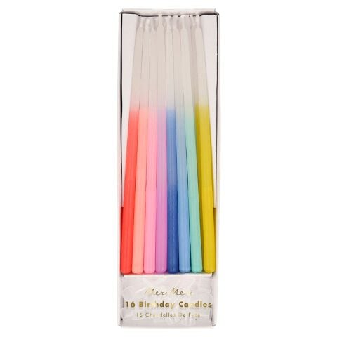 Meri Meri - Rainbow Dipped Tapered Candles - Renkli Mumlar